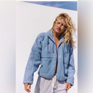 Free people hit the slopes eyelet fleece jacket